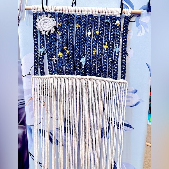 NEW @SouL_EmbEllisH Handwoven Stary-Night Constellation Inspired Macramé Wall Pc - Picture 3 of 15